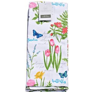 Rachel Ashwell Farmhouse Kitchen Towel Set Spring Floral Butterfly 100% Cotton